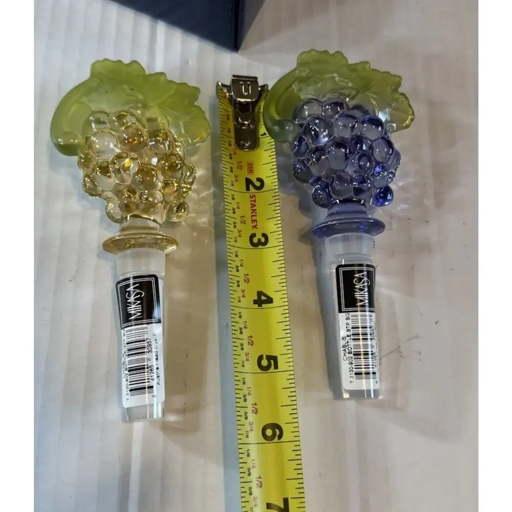 Mikasa Chablis Crystal Glass Bottle Wine Stoppers Set of 2 new in Box